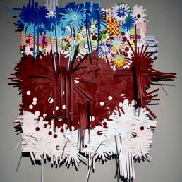 Zachari - 2013 | Found paper, plastic, and acrylic on wood | 30 x 24 in